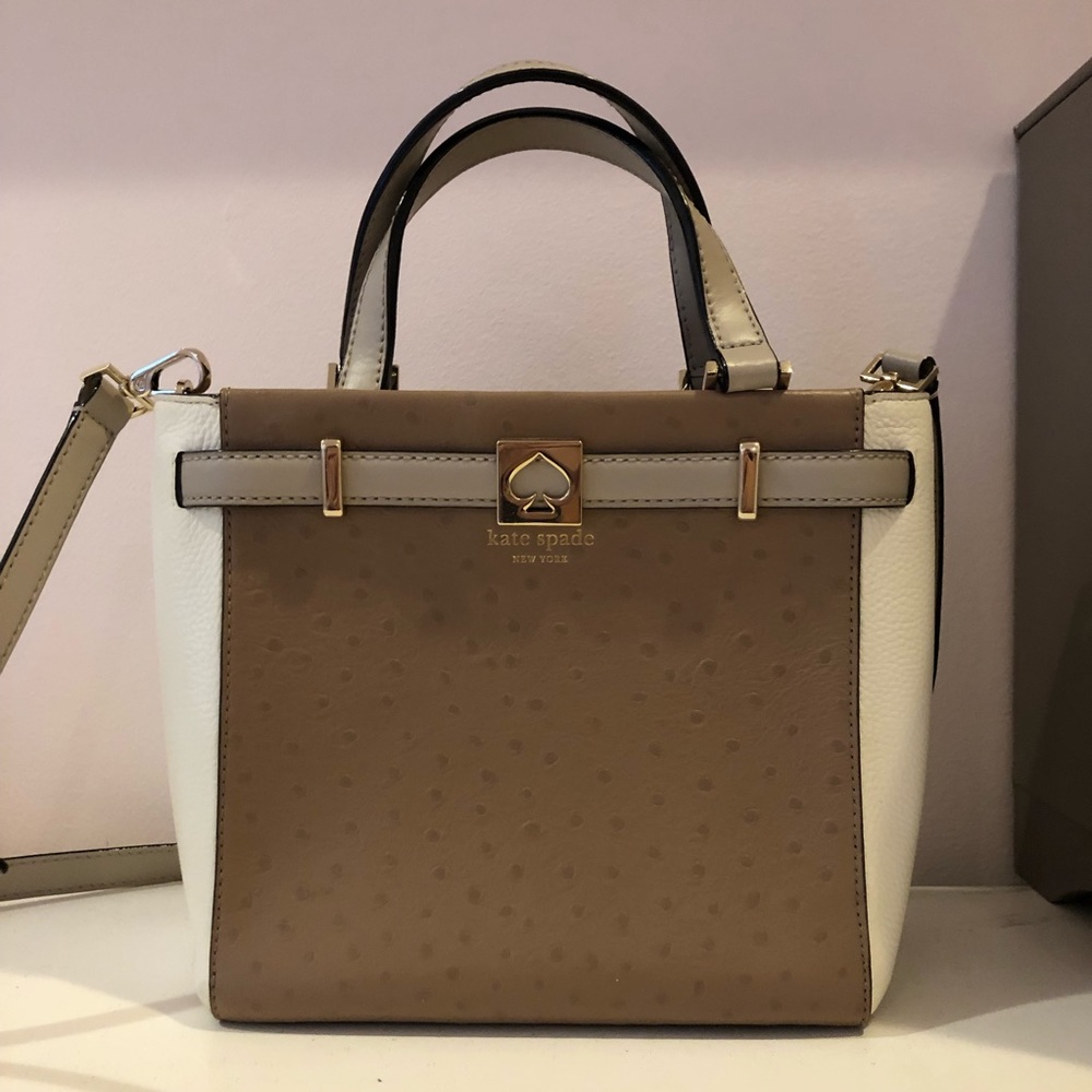 Kate Spade New York Brown/White Satchel Purse EUC